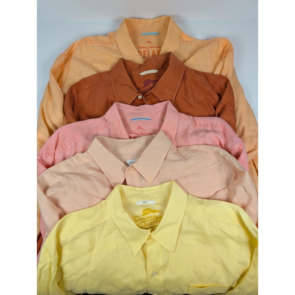 Lot of 5 100% Linen Men's XXL Long Sleeve Button Up EUC Tommy B Relax & Concepts